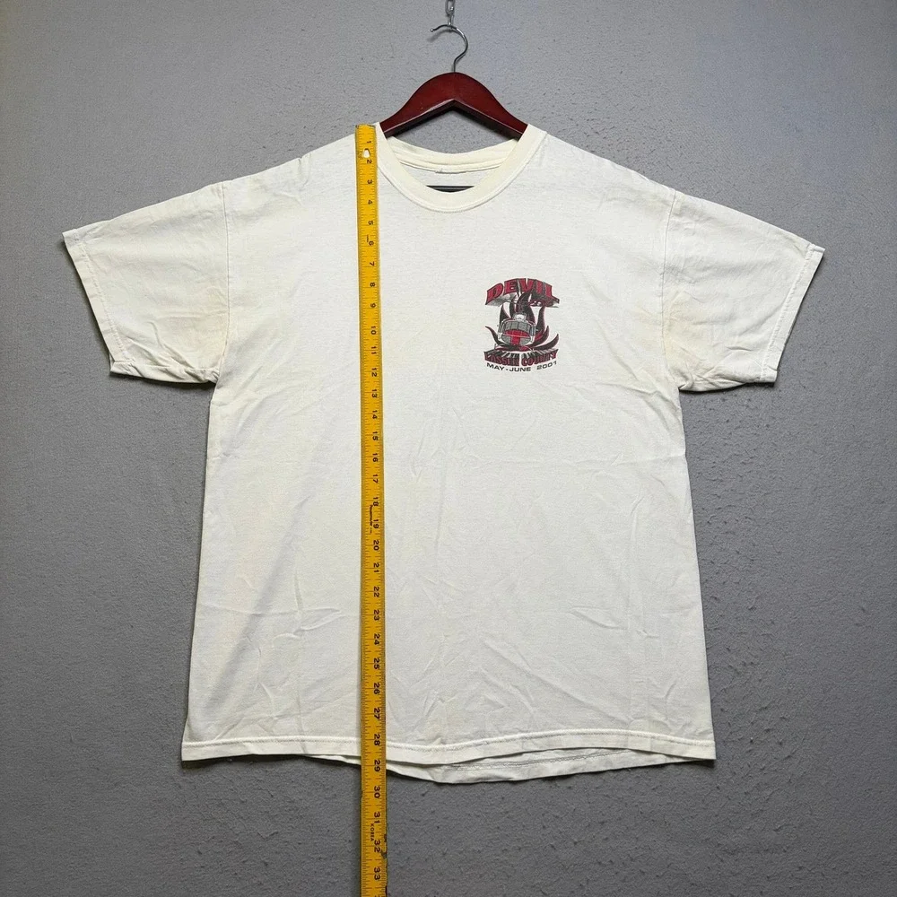 Vintage California Fire T-Shirt Men Large White 2001 Devil Fire Lassen County